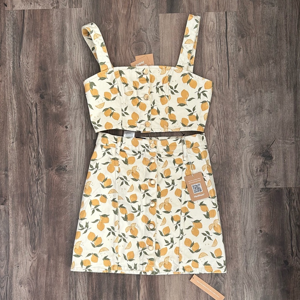 NWT Chrissy Denim Two Piece Set in Limoncello